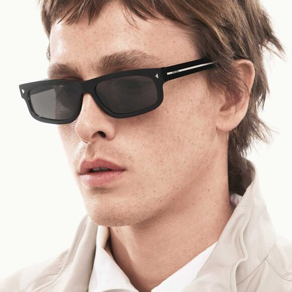 Prada Men Sunglasses Black Grey Rectangle PRB11S 16K731 NEW AUTHENTIC - Picture 12 of 13